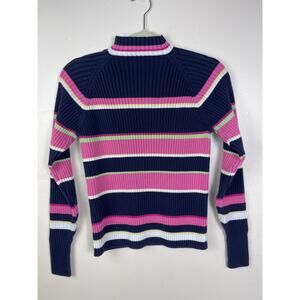 Women's XL Studio Works Colorful Striped Turtleneck Sweater